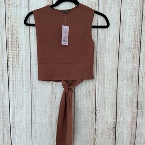 Universal Thread Brown Tie-Front Crop Top